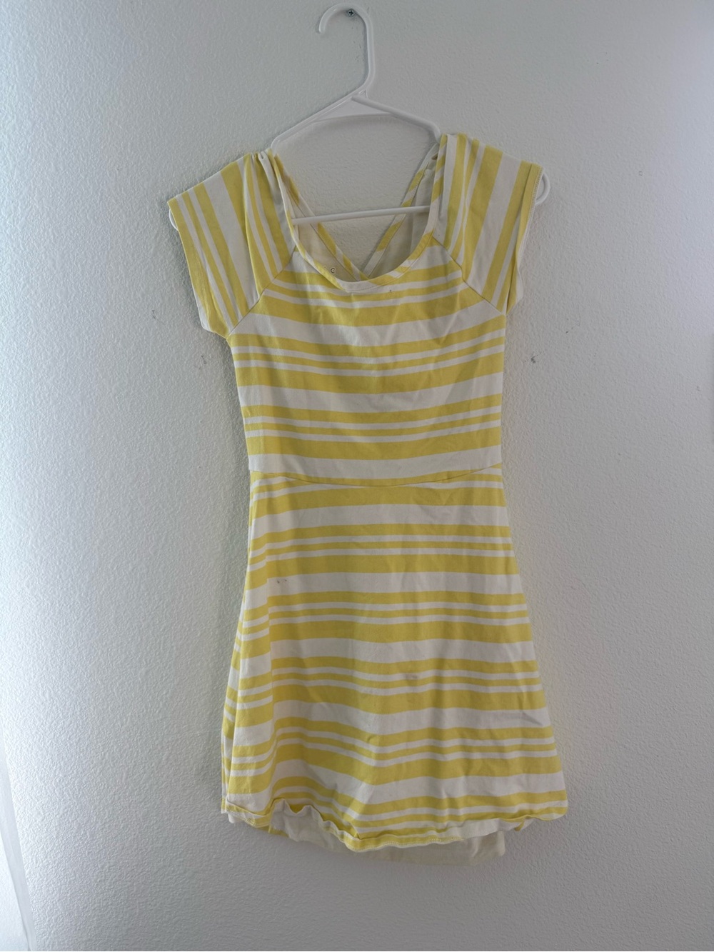 Basic Editions Yellow and White Striped Casual Kids Dress